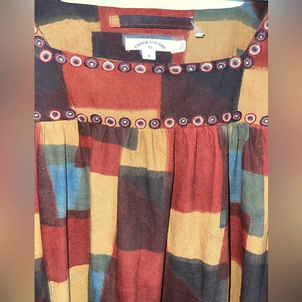 Umber & Ochre Devi Peasant Dress in Blocks NWOT - Picture 8 of 14